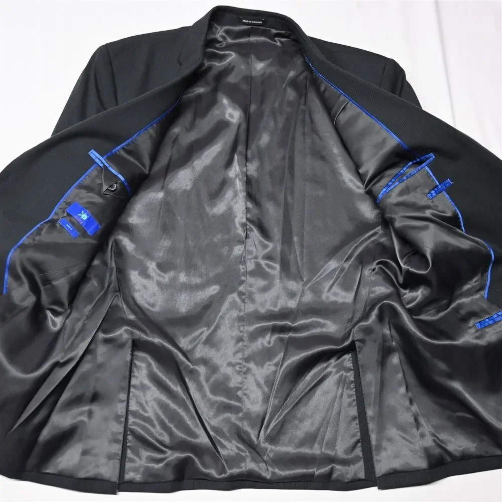 Egara 44R Black Stripe Slim Fit Wool Mens Blazer Suit Jacket Coat‎